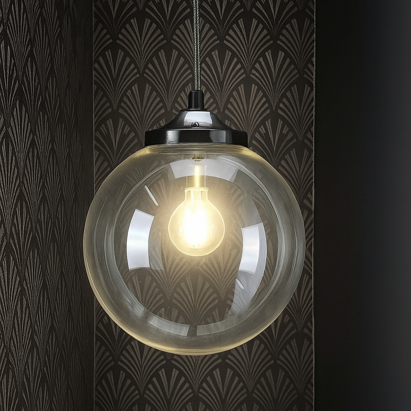 Clear Glass Globe Pendant Light - Small to Giant - Various Styles & Finishes