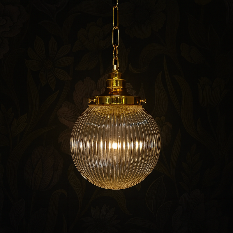 The Bradford Street Clear Prismatic Globe Pendant Light, With Matching Chain