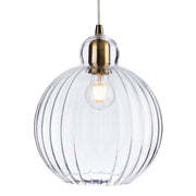 Ribbed Clear Glass Pendant Light – Available in Brass, Antique and Gunmetal Finishes