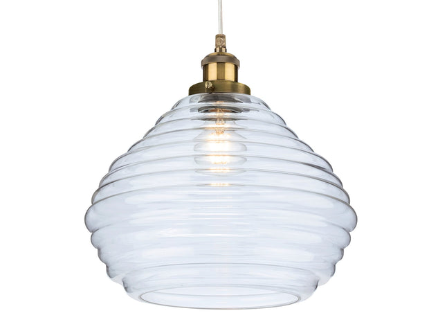 The Hive Ribbed Glass Pendant Light – Brass Fitting