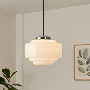 Art Deco Opaline Glass Pendant Light – 350mm
