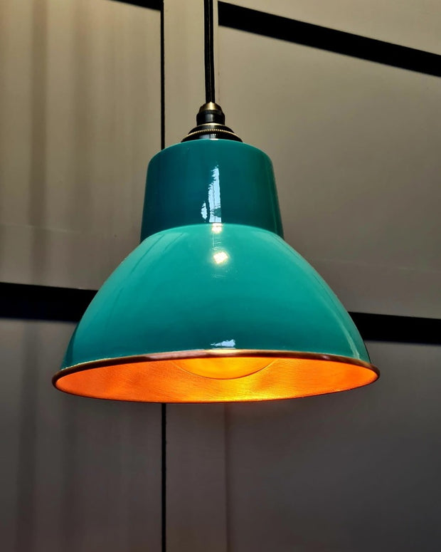 Copper, Verdigris Turquoise Pendant light, Also Available in Any Colour, Ideal for Breakfast Bar