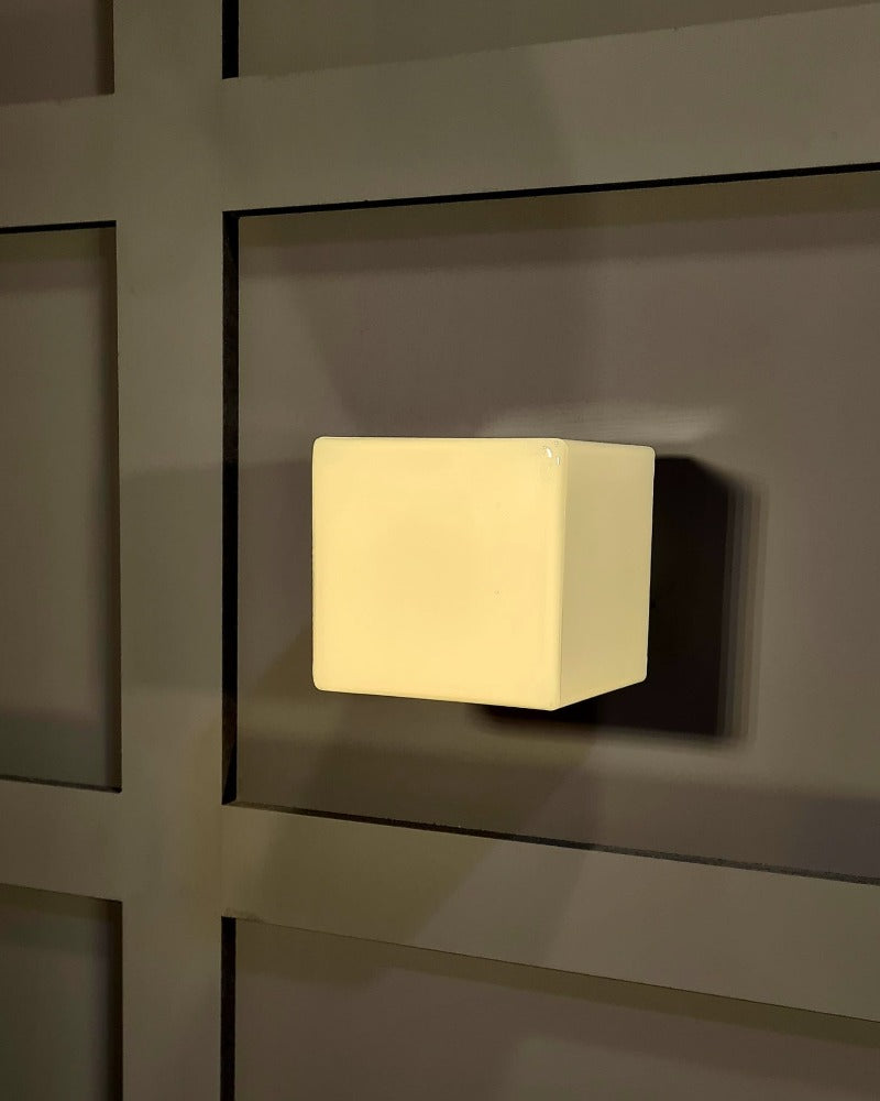 The Cube Wall Light, Cube Wall Sconce, made from glass