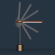 LED desk lamp, mid-century modern, wood, metal adjustable task lighting
