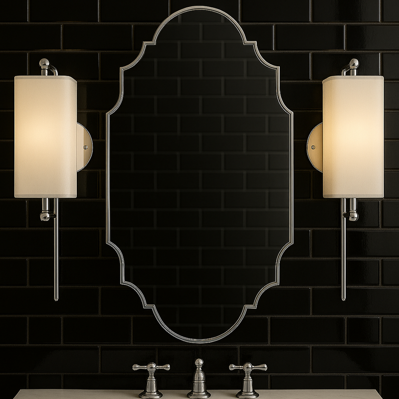 Art Deco Wall Sconce with Chrome/Brass/Antique Finish and White Fabric Shade