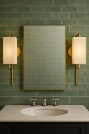 Art Deco Wall Sconce with Chrome/Brass/Antique Finish and White Fabric Shade