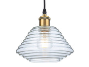Ribbed Glass Pendant Light – Brass Fitting