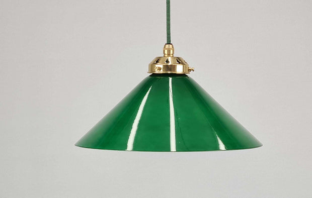 Green Glass Coolie Shade Pendant Light Flex options and combinations available, Vintage Style Coolio Pendant Light, Chrome Pendant Light