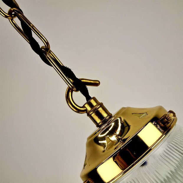 The Digbeth 305mm Railway Prismatic Glass Shade Light Pendant, Brass, Chrome, Old English, Gun Metal