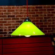 Green Glass Coolie Shade Pendant Light Flex options and combinations available, Vintage Style Coolio Pendant Light, Chrome Pendant Light