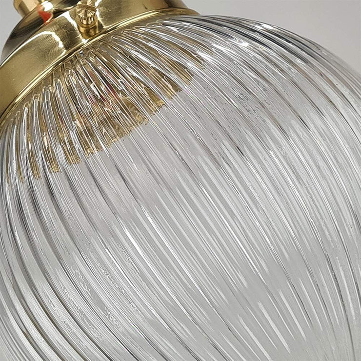 The Bradford Street Clear Prismatic Globe Pendant Light, Glass Globe Pendant, Ribbed style Railway glass Pendant Light 3 Sizes Available