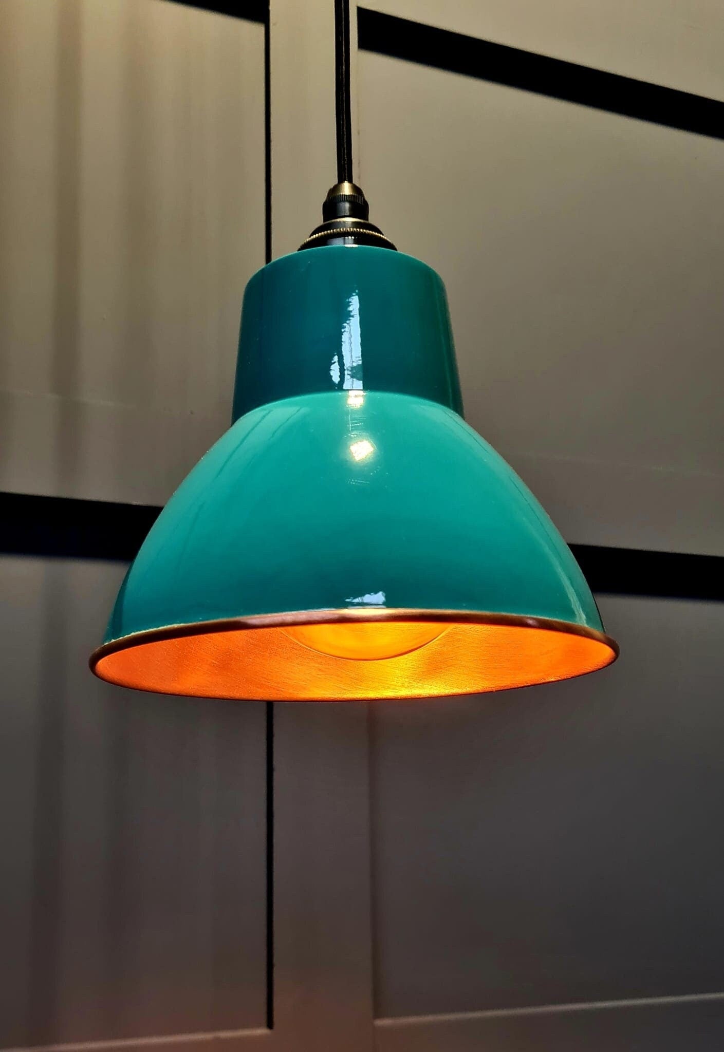 Copper Verdigris Turquoise Green Pendant light Also Available in Any Colour Ideal for Breakfast Bar lighting