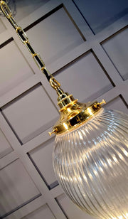 The Bradford Street Clear Prismatic Globe Pendant Light, With Matching Chain