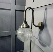 Bradford Street prismatic glass globe wall light, chrome, brass and gunmetal finishes, also soft wired available
